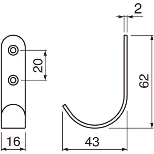 小判J型フック SUS 黒 62mm