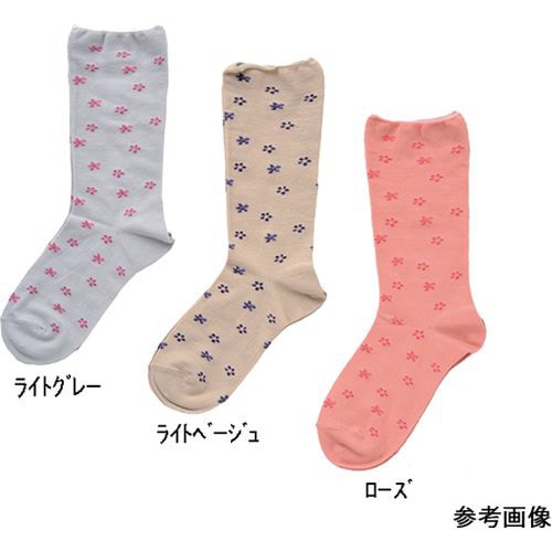 婦人柄しめつけません綿混ソックス ライトベージュ