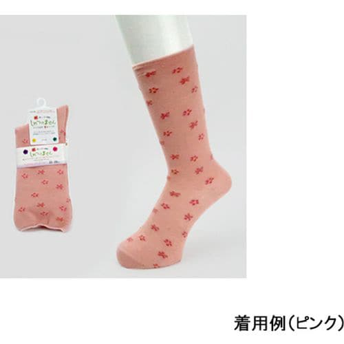 婦人柄しめつけません綿混ソックス ローズ