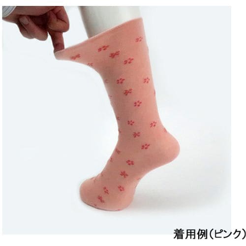 婦人柄しめつけません綿混ソックス ローズ