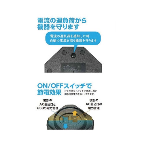 タワー型電源タップ AC×8&USB×4