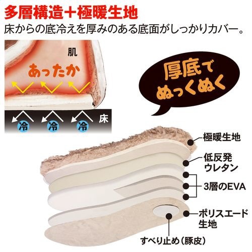 極暖 足が包まれるスリッパ L