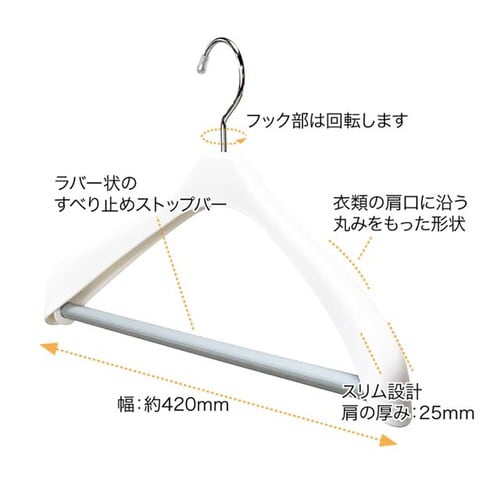 モノクローゼット スーツハンガースリムストップ2本
