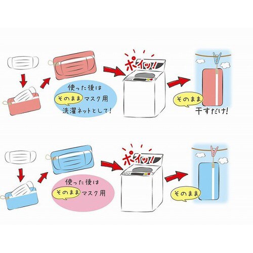 そのまま洗濯機で洗えるマスクケース ピンク