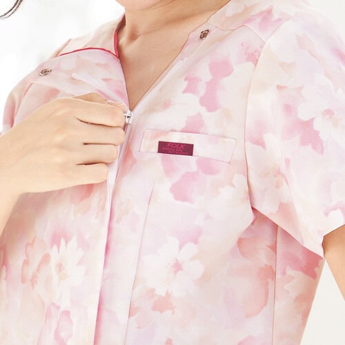 花柄ジップスクラブ7034SCブルーEL