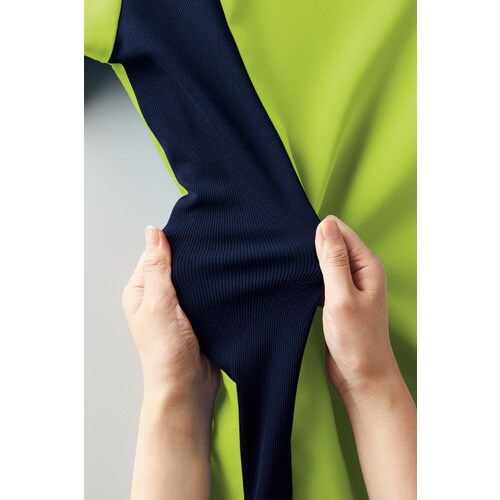 ジップアップスクラブ7037SCライム×ネイビSS