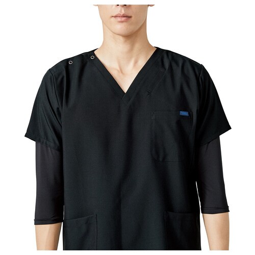 メンズカットソー8分袖9002ブラックLL