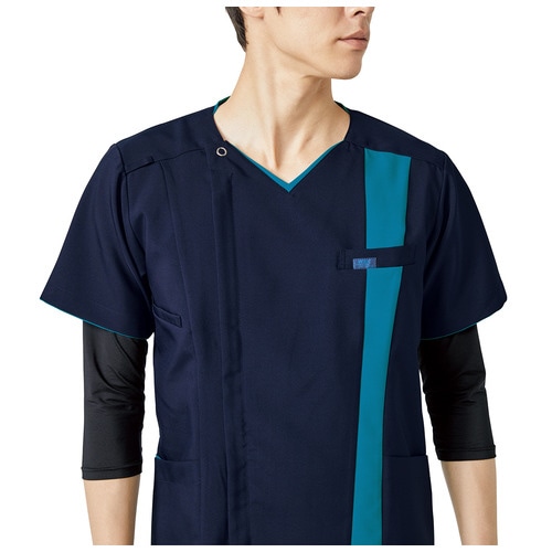 メンズカットソー8分袖9002ブラックM