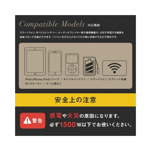 USBポート付きOAタップ2.0mホワイト