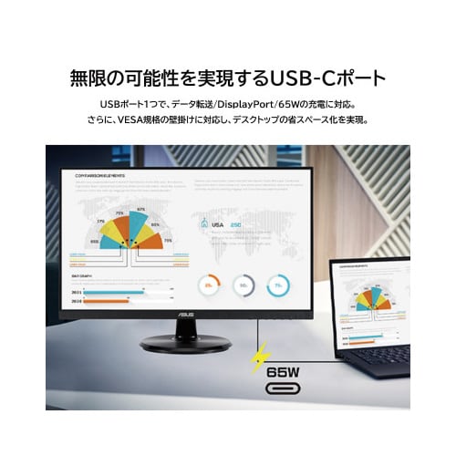 23.8型モニター 給電対応USB−Cポート搭載