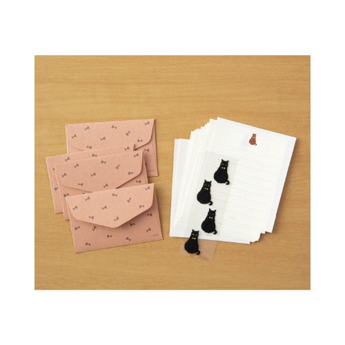 ミニレターセット306 シール付 黒猫柄