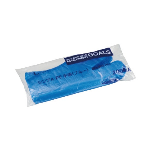 シンプルPE手袋ブルー Lサイズ 200枚入