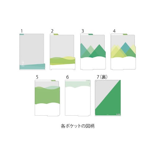 7ポケットクリアホルダーA4 ランドスケープ柄 緑