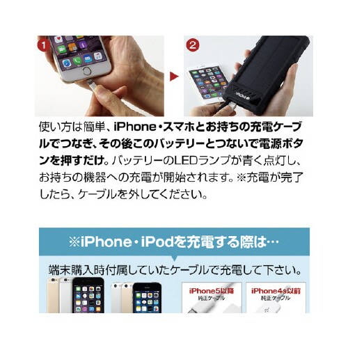 ソーラーモバイルバッテリー 3R−BTC04BK