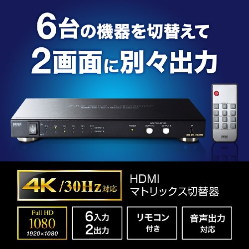 HDMI切替器(6入力2出力・マトリックス切替)