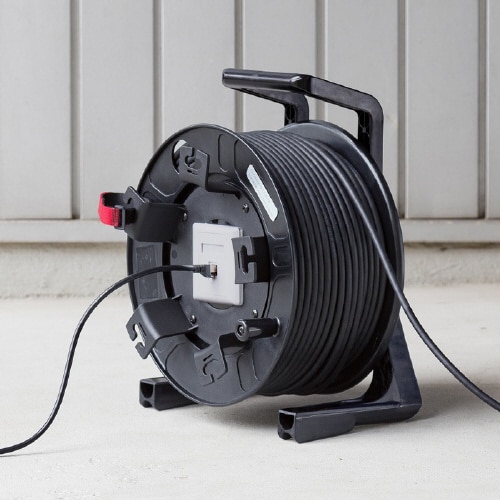 屋外用巻取り延長CAT6A LANケーブル