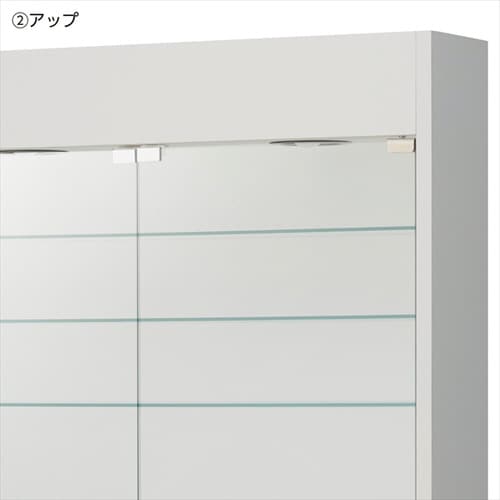 木製壁面用L型ショーケース 照明付き ホワイト