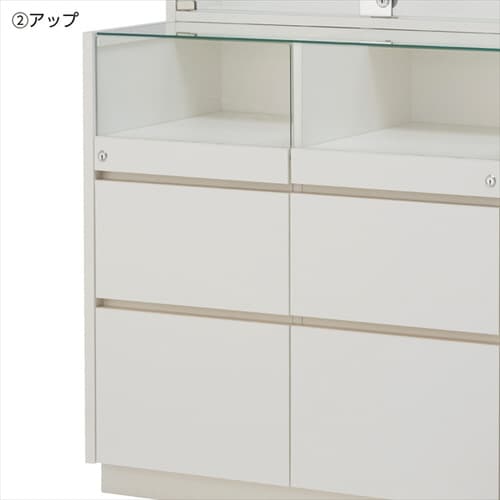 木製壁面用L型ショーケース 照明付き ホワイト