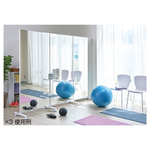 キャスター付きパーティション片面ワイドミラー