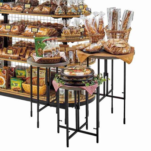 高さ調整機能付き円形ディスプレイテーブル 直径60