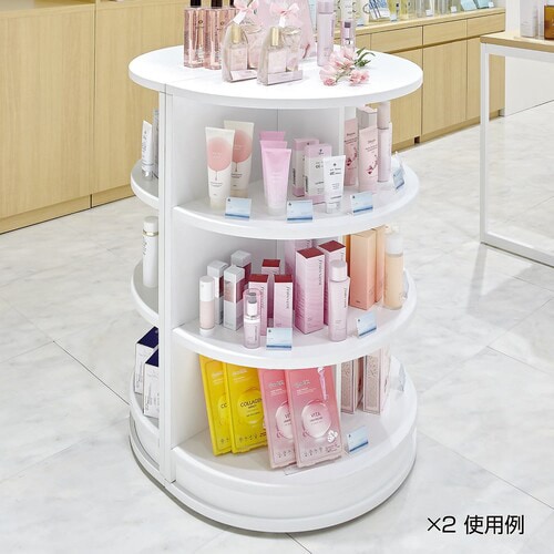 木製半円型ディスプレイ台 白