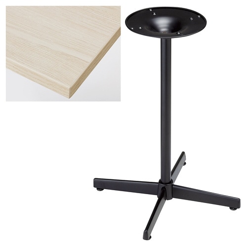 カフェテーブル ホワイトウッド ブラック脚