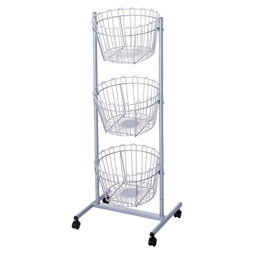 3段投げ込みバスケット(スチールカゴ) 丸型