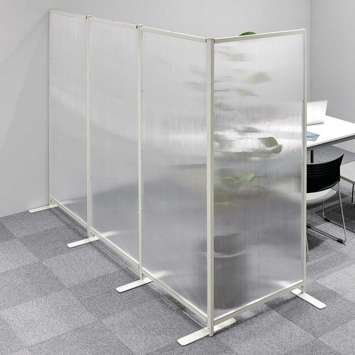 ポリカパネルパーティション 片側脚付き シルバー