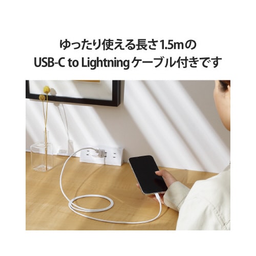 AC充電器 20W ケーブル付 ホワイト