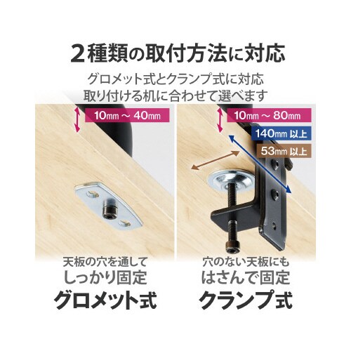 モニターアーム シングル 1画面 グロメット式