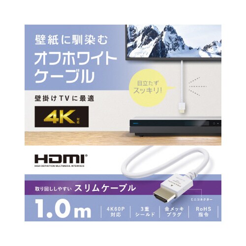 HDMIケーブル スリム 1m 4K 60P