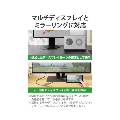 タイプC変換ケーブル タイプC−HDMI シルバー