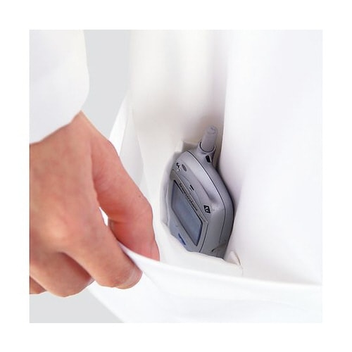 メンズ診察衣S型長袖 ホワイトxネイビー LL