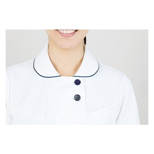 ナースワンピース 半袖 白/ネイビー