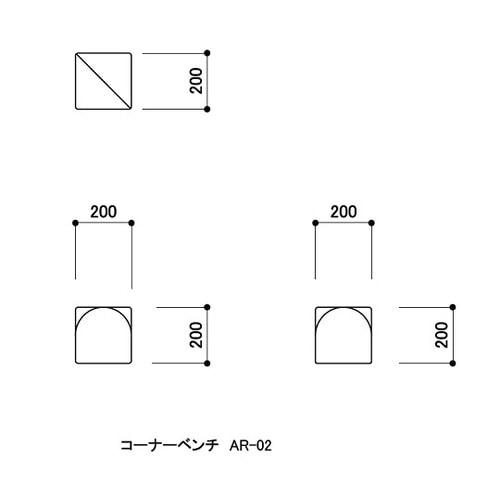スクエアR200コーナーベンチ 薄ピンク