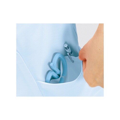 ナースジャケット 半袖 サックス/白