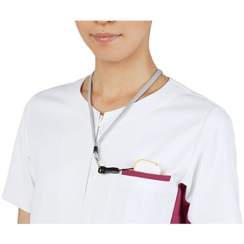 ジャケット 男女兼用半袖白/バーガンディ