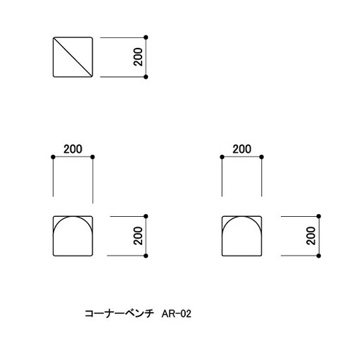 スクエアR200コーナーベンチ 水色