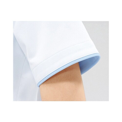 ナースジャケット 半袖 白/サックス