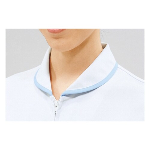 ナースジャケット 半袖 白/サックス