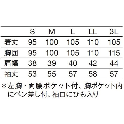 レディス診察衣W型 長袖 白 3L