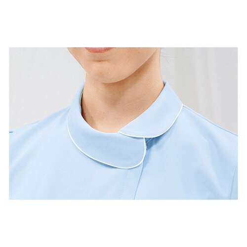 ナースジャケット 半袖 サックス/白