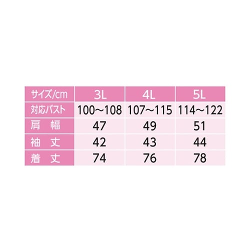 婦人7分袖大寸ホックシャツ ホワイト 4L