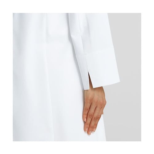 レディズ診察衣 ホワイトxネイビー L