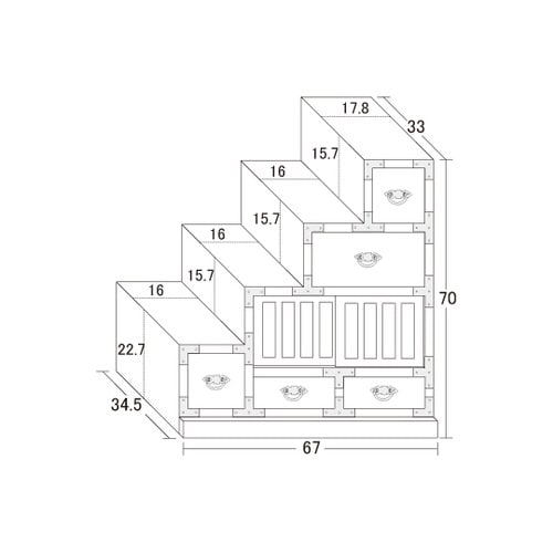 民芸調 階段箪笥 左下がり