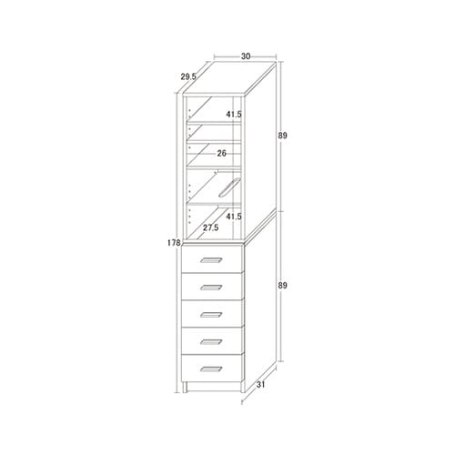 鏡面すきま収納タオルストッカーW30