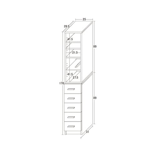 鏡面すきま収納タオルストッカーW25