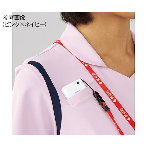 レディススクラブ(衿付き) ネイビーxワイン 4L