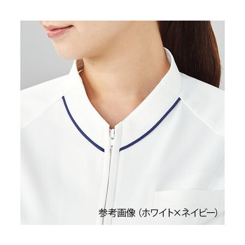 スクラブ(男女兼用) ホワイトxネイビー LL