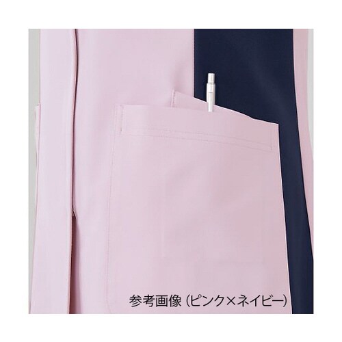 レディススクラブ(衿付き) サックスxネイビー L